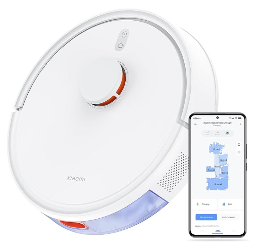 Robô aspirador Xiaomi S20 branco com navegação a laser, ideal para apartamentos pequenos e iniciantes.